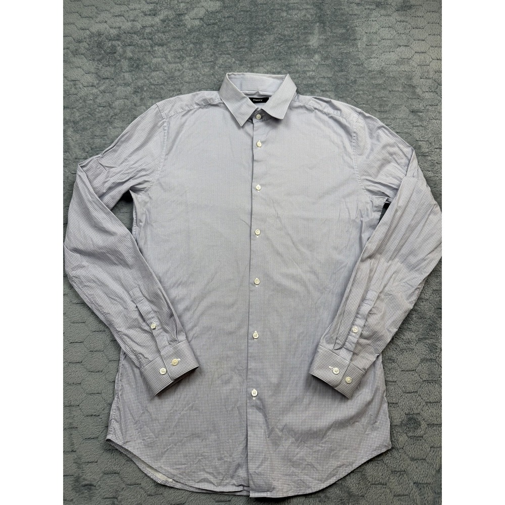 Theory Dress Shirt Mens 15 R Micro Diamond Pattern Cedrick PNT Horus Stretch